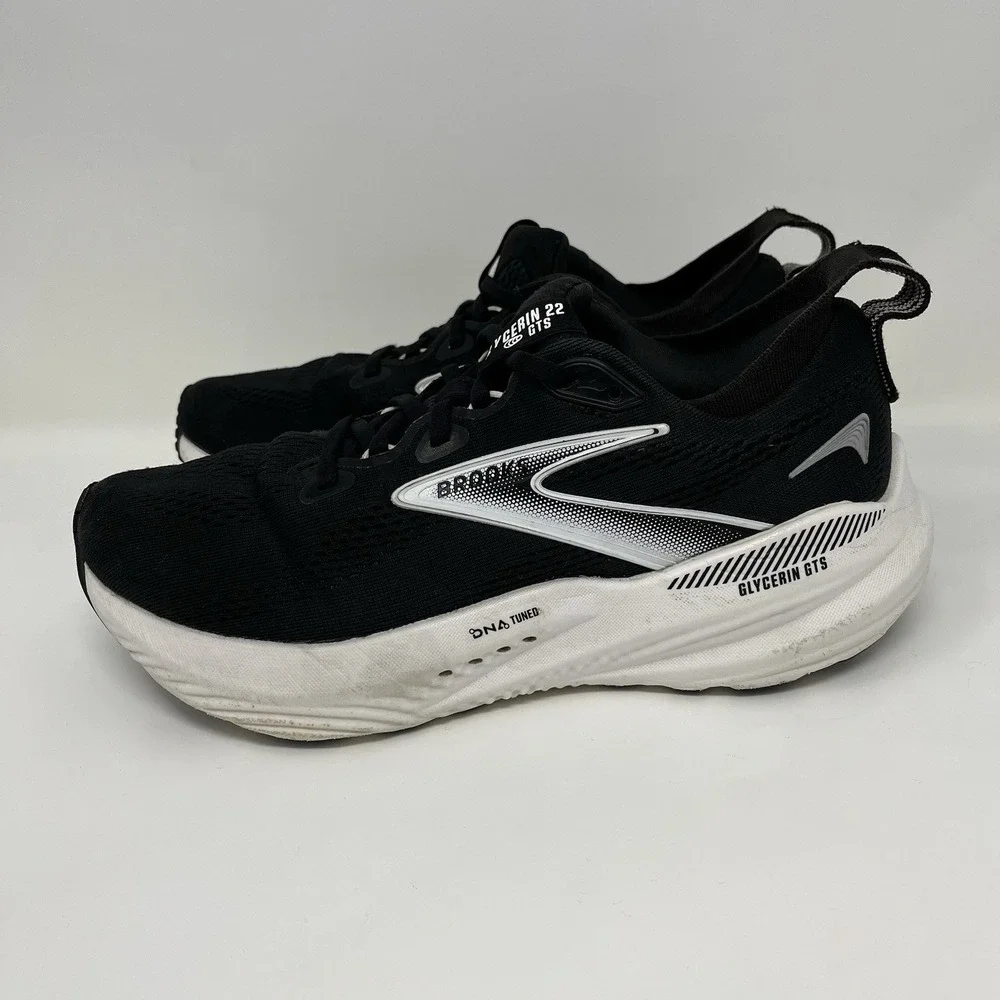 Brooks Glycerin GTS 22 Womens Size 8 Black White Road Running Shoes 1204351B090
